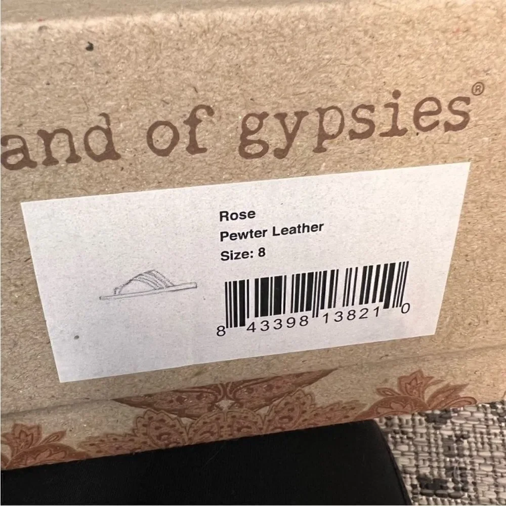 Band of Gypsies rose pewter leather sandals NIB - 8 - $109